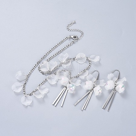 Petal Acrylic Pendants Necklaces and Dangle Earrings Jewelry Sets SJEW-JS01030-1