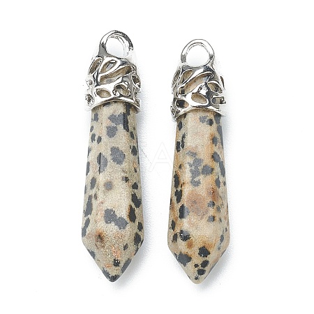 Bullet Natural Dalmatian Jasper Pointed Pendants LS-G-E332-C34-1