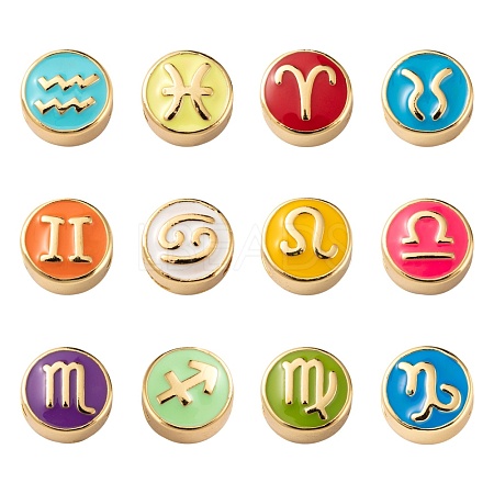 24Pcs 12 Style Brass Enamel Beads KK-LS0001-44-1