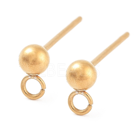 Ion Plating(IP) 304 Stainless Steel Ball Post Stud Earring Findings X-STAS-E163-44G-1