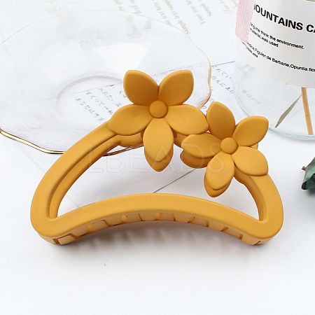 Amber Color Hollow Hair Clip with Matte Half Round Arc Flower. ST3406784-1