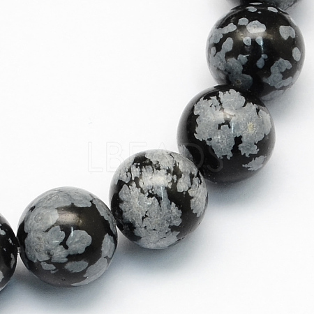 Natural Snowflake Obsidian Round Beads Strands G-S172-10mm-1