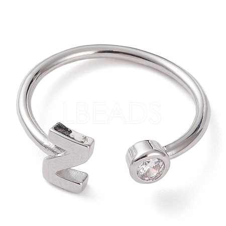 Brass Micro Pave Clear Cubic Zirconia Cuff Rings RJEW-Z005-Z-P-1